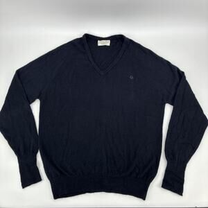 Vintage Christian Dior Sweater Men Large Black V Neck Pullover Designer USA 90s